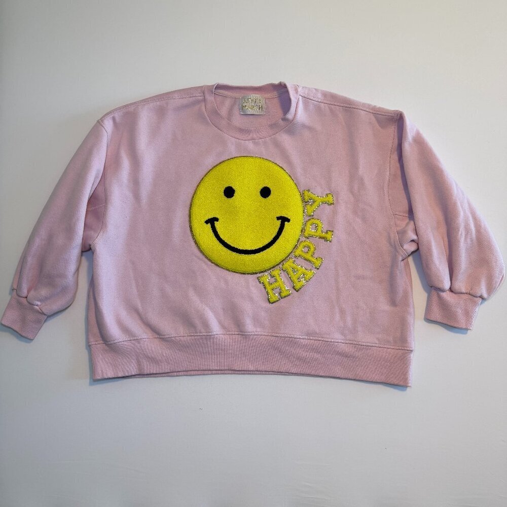 JUDITH MARCH Happy Smiley Face Pink Oversized Sweatshirt Medium - Picture 3 of 10